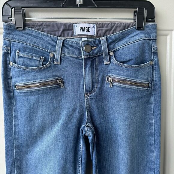 PAIGE Jane Zip Crop Jeans Jace No Whiskers, Zipper Hems, Stretchy Denim Size 26 - Picture 4 of 9